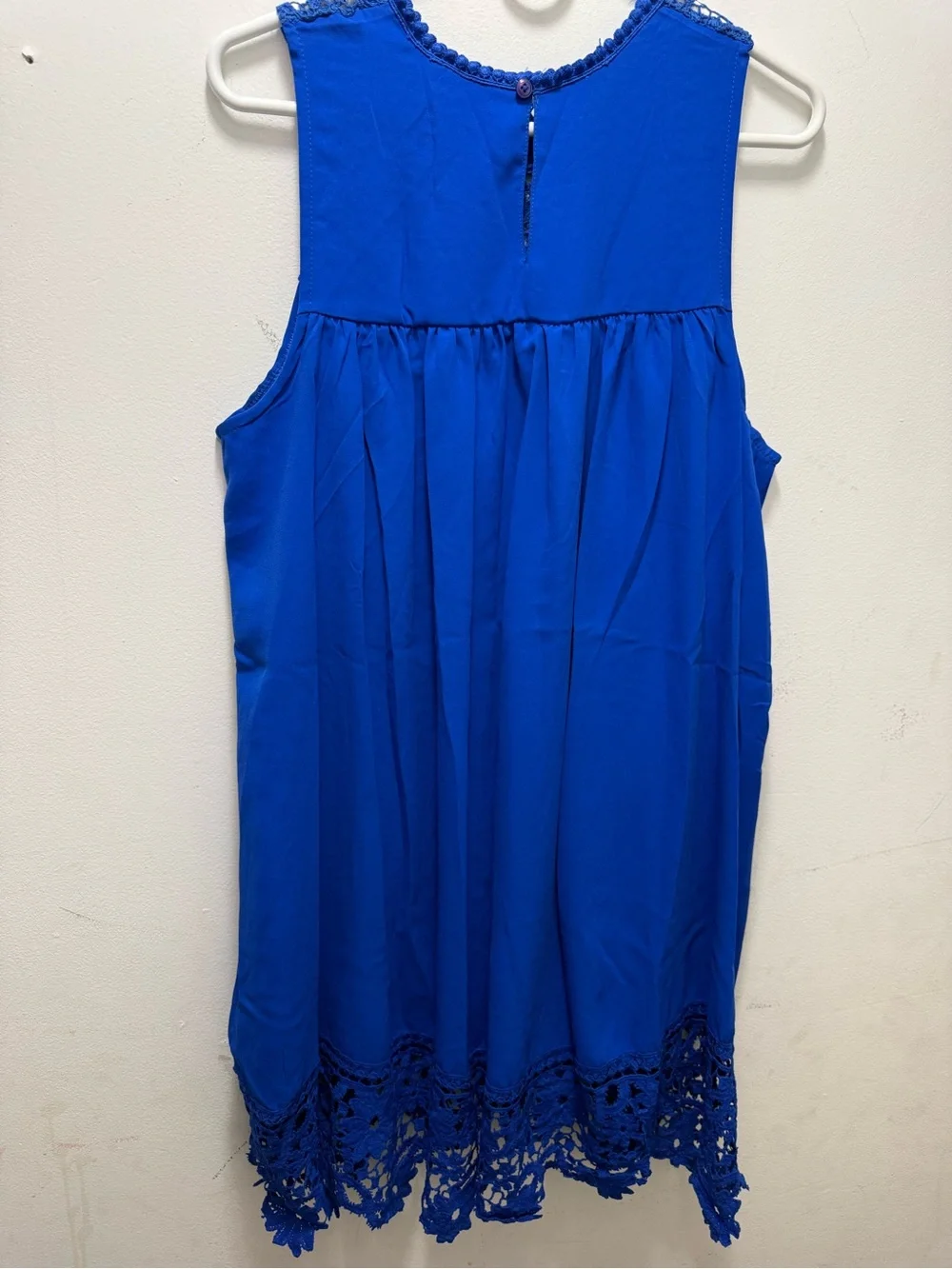 Royal Blue Crochet Trim Sleeveless Dress